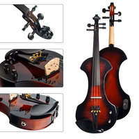 Violon Électrique Professionnel NAOMI Couleur Coucher de Soleil Personnalisé 4/4 Taille Pleine Violon Silencieux avec Archet en Bois de Brésil - Ensemble Complet