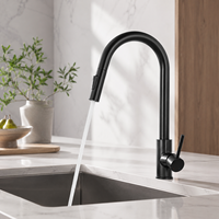 Robinet de cuisine moderne en acier inoxydable finition noir mat avec douchette extractible à double fonction