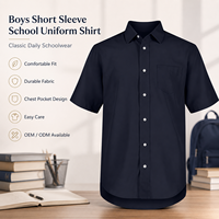 Chemise de travail à col pointu et manches courtes en fibre de polyester antibactérienne, couleur unie, avec poche et étiquette personnalisée au col pour le bureau