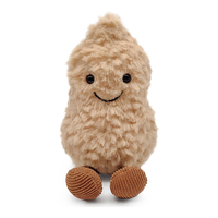 Peluche amusante en forme de cacahuète avec des pattes d'animaux, visage souriant, fourrure douce et vive, en coton PP décoratif