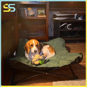 Cuna plegable para acampar para perros-Cama elevada acolchada para mascotas, tumbona de viaje elevada diseñada para perros medianos a grandes - Product Image 2