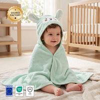 Serviette de bain à capuche en polaire corail pour enfants, poncho 140x70cm (55x27in) avec oreilles de lapin en peluche, certifiée CPC REACH OEKO-TEX, serviette portable