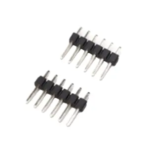 6P Straight Copper Pin Inserts Single Pin Spacing 2.54MM Black Male Connector PCB Male Female Connector Led Light 40m Ohm Max