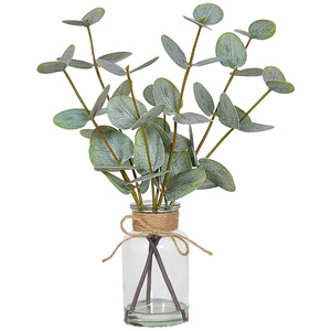 AromaLiving - Planta Artificial de Eucalipto Verde en Maceta de Vidrio, Bonsái de 33 cm, Arreglo Floral para Interiores, Decoración para Bodas y Fiestas - Product Image 3