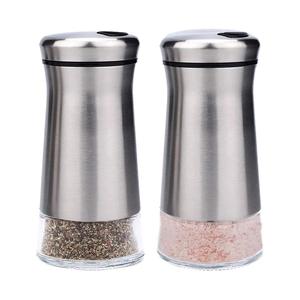 Ensemble de salières et poivrières en verre avec trous de versement réglables, en acier inoxydable, style farmhouse, vente en gros - Product Image 1