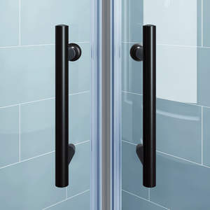 Taille personnalisée cadre noir incurvé Quadrant porte coulissante cabine de douche coin verre trempé écran de bain - Product Image 5