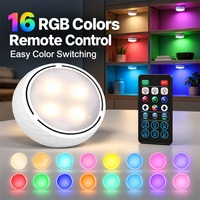 Lampes LED sans fil pour armoire avec télécommande, 16 couleurs RVB, 3 températures de couleur, variateur d'intensité, minuterie, fonctionne sur piles