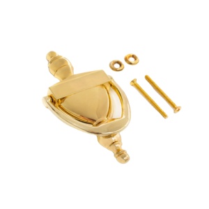 WEKIS 6-5/16" Bright Brass Door Knocker Steel Front Door Hardware Modern Durable Zinc Alloy Soundproof Home Hotel Screw - Product Image 2