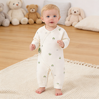 Combinaison Papillon en Coton de Haute Qualité pour Nouveau-né, Manches Longues, Douce, Adorable, Vêtement Bébé, Fermeture Auto-agrippante Kaka Bear