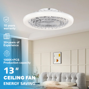 Plafonnier LED avec ventilateur IPX0, type de montage Flash, petite taille 13 pouces, style simple, pour chambre à coucher intérieure, W25004, Lampe ventilateur W25004 - Product Image 1