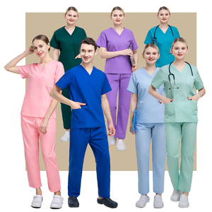 Transpirable Unisex Color sólido Poliéster Algodón 3 Bolsillo superior con Pantalones rectos Hospital Médico Uniformes de enfermería para mujeres Wen - Product Image 4