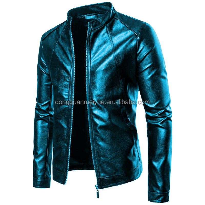 希少 Vintage Blue leather Jacket スタジャン Classic Biker Jacket - Stylish & Durable Motorcycle Leather