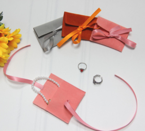 <span class=keywords><strong>Pochette</strong></span> à bijoux en velours luxueux, enveloppe en microfibre avec rabat pour le rangement des colliers et boucles d'oreilles, emballage pour la vente au détail, les voyages et les cadeaux - Product Image 5
