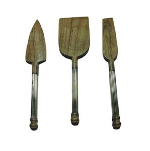 Juego de 3 piezas de cuchillos de madera con mango de latón para cocina, juego de cuchillos para queso, con logotipo personalizado, alta calidad, precio barato - Product Image 1