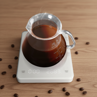 Timbangan Kopi Elektronik Mini Dapur Canny Home 3kg 0.1g Putih Platform PC dengan Timer, Dapat Diisi Ulang via USB, Pengukur Berat