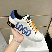 Sneakers en cuir de luxe avec logo personnalisé, chaussures de skate décontractées unisexes, chaussures de sport pour hommes et femmes, chaussures de marche en plein air
