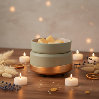 Lampe chauffe-bougie électrique 2-en-1 en céramique, brûleur de cire fondue pour la maison, diffuseur d'huiles parfumées, cadeau d'aromathérapie