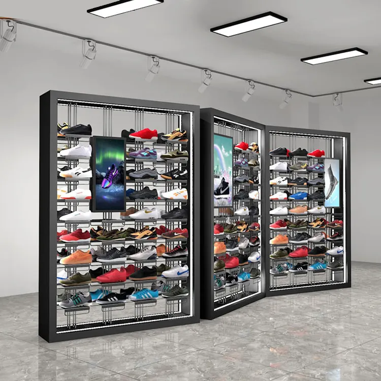 Custom metal retail display rack for shoe store shoe store fixtures and displays