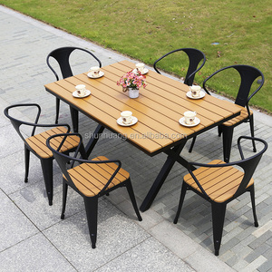 Mobili da giardino da pranzo in legno da giardino in <span class=keywords><strong>plastica</strong></span> da caffè set di tavolo e sedia - Product Image 3