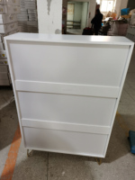 Moderno Zapatero de Paneles de Madera Blanca con Diseño Delgado Modular Convertible para Sala de Estar, Hotel, Vestíbulo