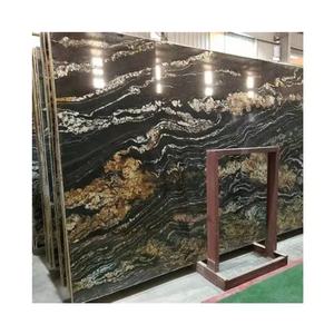 Encimera de Granito de Lujo con Diseño de Piedra Dorada, Superficie de Barra con Vetas Negras y Doradas, Losas de Granito Negro - Product Image 4