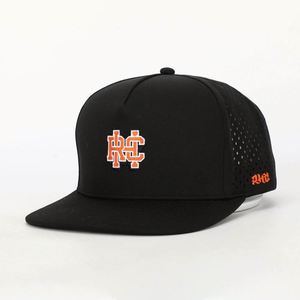 Gorras Deportivas Personalizadas al por Mayor con Logotipo Bordado de 5 Paneles, Gorra con Perforaciones Cortadas a Láser, Gorra Snapback Negra Estilo Hip Hop - Product Image 2