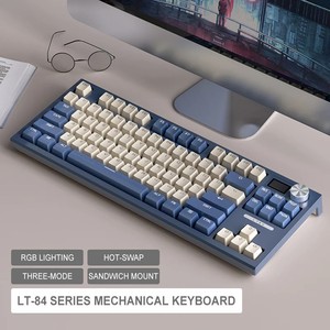 Teclado Mecánico Langtu LT84 <span class=keywords><strong>TKL</strong></span> de 84 Teclas, Teclas PBT Intercambiables en Caliente, RGB Inalámbrico Tri-Modo, Interruptor Sea Air con Perilla y Pantalla - Product Image 3