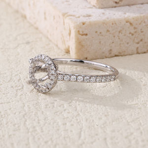 Anillo de Oro Blanco Sólido de 18K de Alta Calidad con Diamante Natural, Semi-Montura, Magnífico Regalo de Boda, Aniversario de Novia, Fiesta, Envío Rápido - Product Image 4