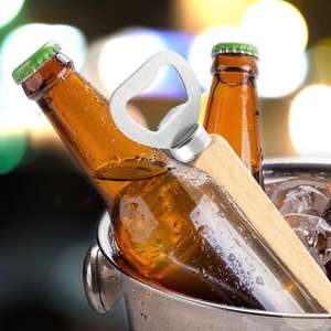 Abridor de botellas <span class=keywords><strong>con</strong></span> mango de madera, tapa de cerveza, <span class=keywords><strong>lanzador</strong></span> de cocina, hoja de acero inoxidable, herramientas de removedor de botellas, precio de fábrica - Product Image 4