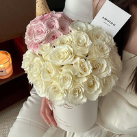 Boîte cadeau cylindrique en forme de rose, effet givré, haute couture, blanc nacré, pour la Saint-Valentin