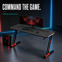Bureau de jeu AOR en aluminium avec LED RGB, extensible 120 cm, chargeur sans fil, table d'ordinateur PC, bureau à domicile, vente en gros OEM & ODM