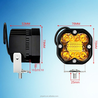 Phare de travail 3 pouces 66W 22 LED blanc/ambre pour 4x4, camion tout-terrain, VTT, UTV, moto, tracteur