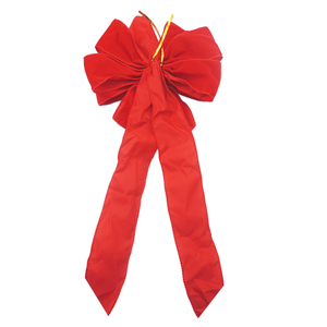 Rubans de Noël Arcs rouges avec ornement d'arbre festif à bord doré et arc de couronne pour les décorations de vacances - Product Image 5