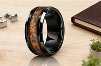 Bague en céramique noire POYA 8MM avec incrustation de grès pour homme, cadeau de festival, cadeau de fiançailles pour les amoureux