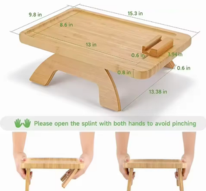 Vassoio Ecologico <span class=keywords><strong>in</strong></span> <span class=keywords><strong>Legno</strong></span> di Bambù per Divano con Supporto Girevole per Telefono e Piatto per Snack/Frutta - Design Classico - Product Image 4