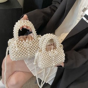 Sac à main de luxe fait main pour mariée, orné de perles, élégant pour femme, pochette de soirée, sac à bandoulière, sac fourre-tout - Product Image 1
