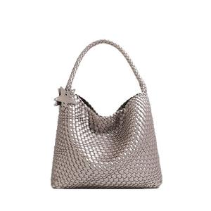 New Champagne <b>Gold</b> Woven Tote Elegant Large Capacity Bucket Shoulder Handbag for <b>Women</b> - Product Image 4