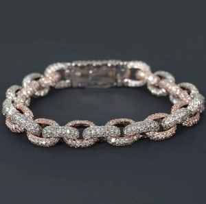 Luxury Moissanite Iced Cuban Link Bracelet 925 Sterling Silver Plated Hip Hop Style Trendy Chain Jewelry Gift for <b>Men</b> - Product Image 1