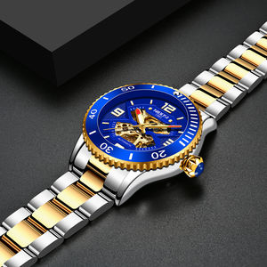 Reloj de pulsera mecánico con esqueleto automático de lujo NIBOSI 2399 para hombre, caja de acero dorado de alta calidad, esfera de cristal, reserva de energía - Product Image 6