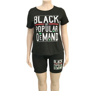 Conjunto de dos piezas de talla grande para <span class=keywords><strong>mujer</strong></span>, chándales con estampado de letras, traje de <span class=keywords><strong>chándal</strong></span> a juego, camisa mágica para chica negra, pantalones cortos de motorista - Product Image 6