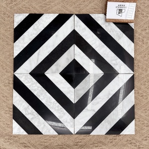 Piccolo 4 pz per il modello completo Nero Marquina e Thassos mosaico bianco per il Flor bianco e Nero mattonelle di marmo per soggiorno - Product Image 1