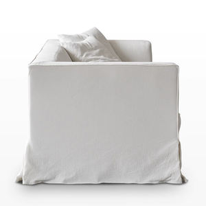 أريكة قماشية قابلة للغسل من الكتان والقطن بتصميم نورديك، أريكة سحابية حديثة وبسيطة بيضاء اللون بمقعدين مع حشوة ريش لغرفة المعيشة - Product Image 6