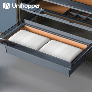 Panier coulissant Unihopper pour armoire, avec double amortisseur, fixation murale, rangement pour vêtements, intérieur de placard - Product Image 1