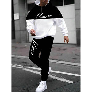 2pcs người đàn ông của thời trang dạo phố trùm đầu sweatsuit Set <span class=keywords><strong>Polyester</strong></span> vải dệt kim thường xuyên phù hợp với thiết kế in cho áo và quần - Product Image 5