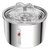 Fontaine à eau pour animaux de compagnie rechargeable en acier inoxydable 304 de 2 L (72 oz) avec débit réglable, indicateur LED, ultra silencieuse, distributeur pour chats et chiens, OEM