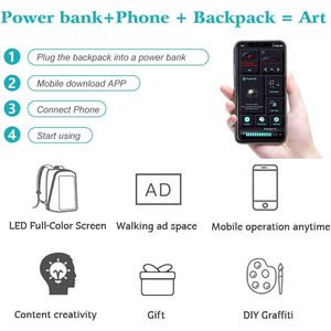 Laptop <b>Backpack</b> 20-39L Programmable Led Screen Waterproof Unisex Travel Motorcycle <b>Backpack</b> - Product Image 3
