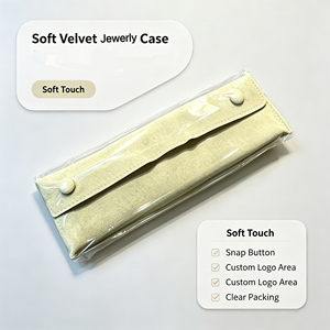 Factory Wholesale Premium Modern Rectangular Brand Jewelry Gift Boxes <b>Velvet</b> Pouches Set Suede Soft Case Vintage In Stock - Product Image 2