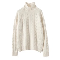 Pull en cachemire à col roulé en tricot torsadé chaud de style classique pour femme