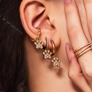 Boucles d'oreilles ZSZL en acier inoxydable plaqué or 18 carats PVD, imperméables, non ternies, avec motif patte d'ours et zircon 5A - Product Image 5
