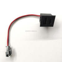 Prise de charge noire à Double couche USB femelle Type-C prise de courant avec connecteur de câble Port de chargeur USB pour lampe de nuit LED